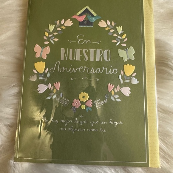 🧡10/$10 Green Anniversary Card with Floral Design - Picture 1 of 2